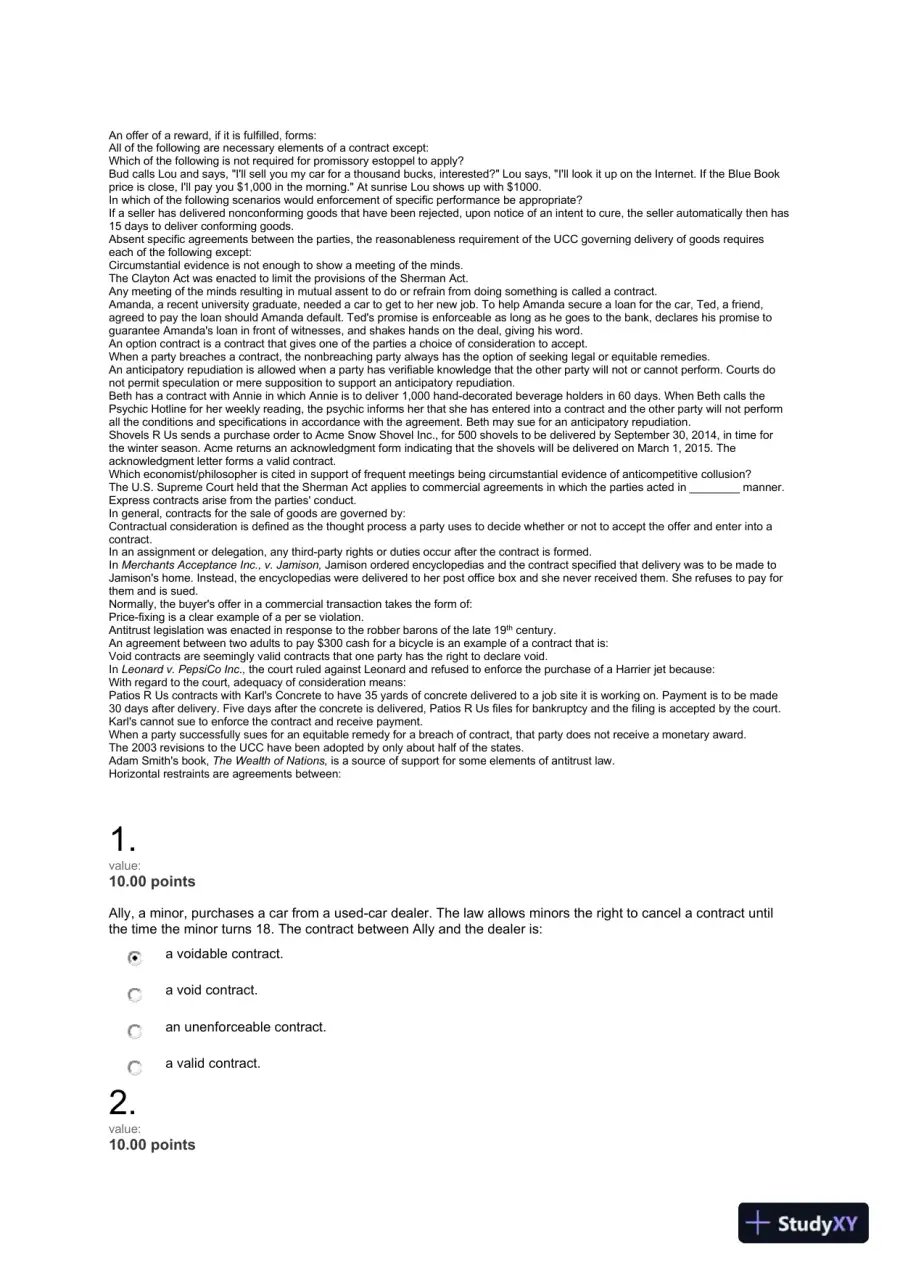 Liberty University BUSI 301 Quiz 2 Exam correct answers over 300 questions, page 3