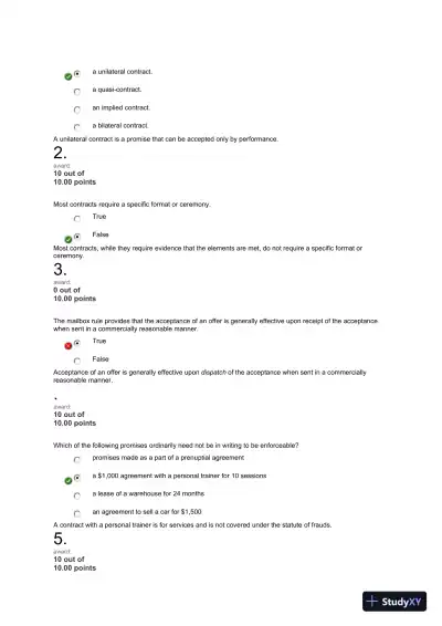 Liberty University BUSI 301 Quiz 2 Exam correct answers over 300 questions - Page 6 preview image