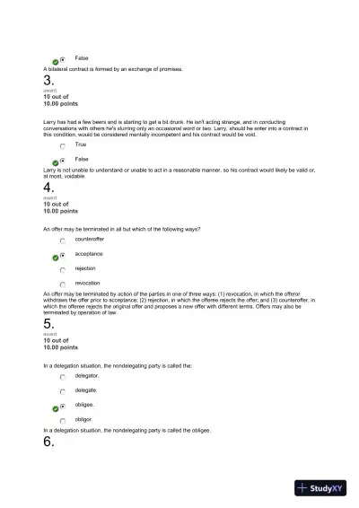 Liberty University BUSI 301 Quiz 2 Exam correct answers over 300 questions - Page 9 preview image