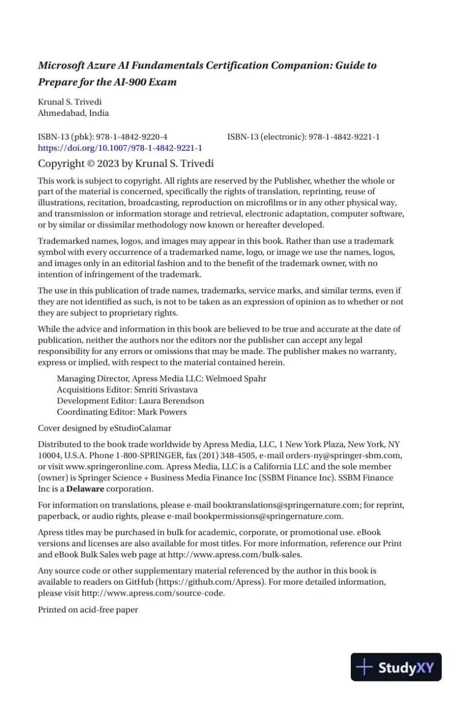 Microsoft Azure AI Fundamentals Certification Companion: AI-900 Exam (2023), page 6