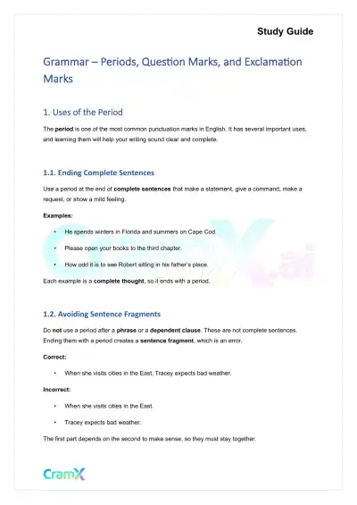 Grammar - Periods, Question Marks, and Exclamation Marks - Page 1 preview image