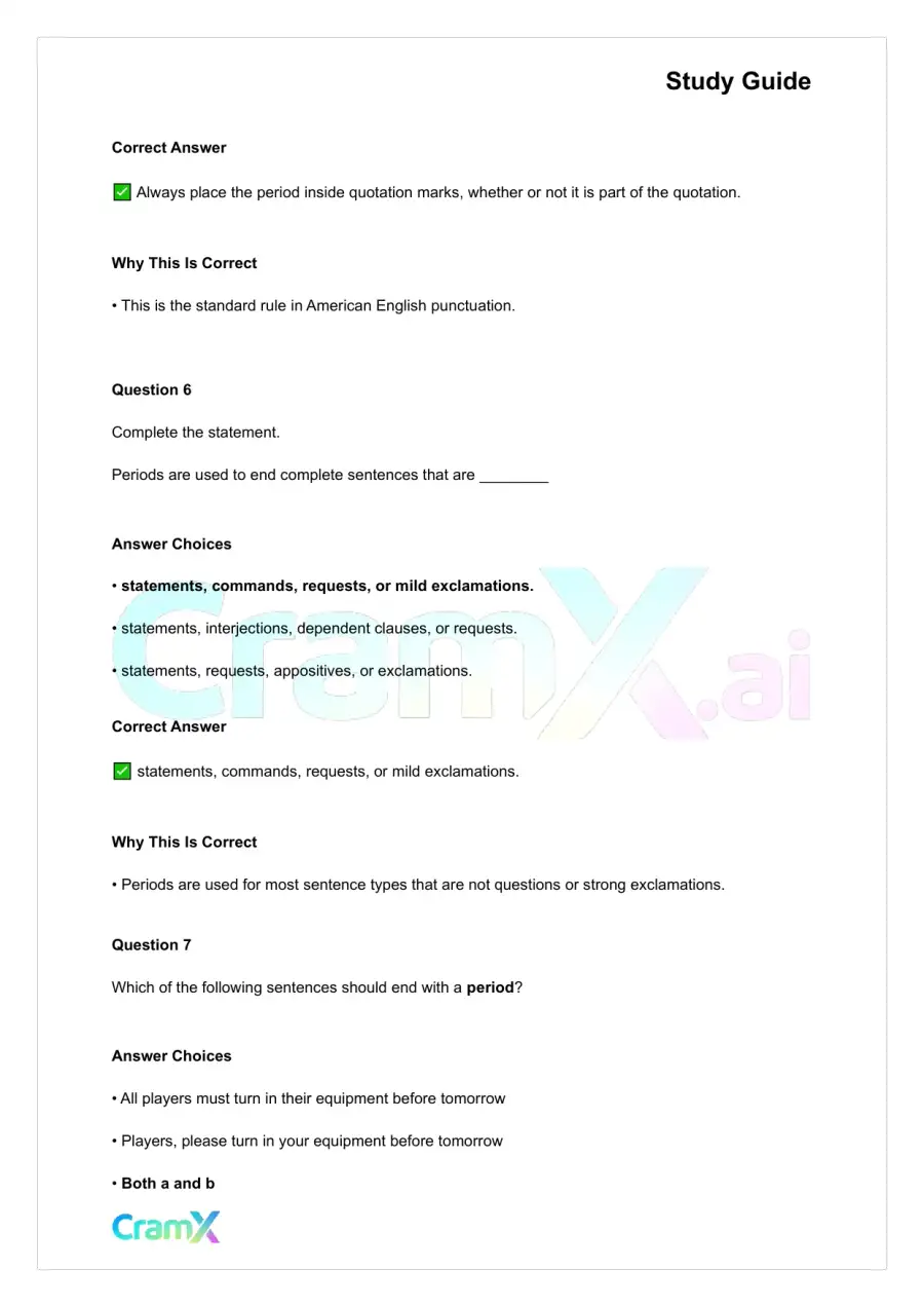 Grammar - Periods, Question Marks, and Exclamation Marks, page 6