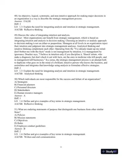 Test Bank for Strategic Management: A Competitive Advantage Approach Concepts and Cases, 17th Edition - Page 13 preview image