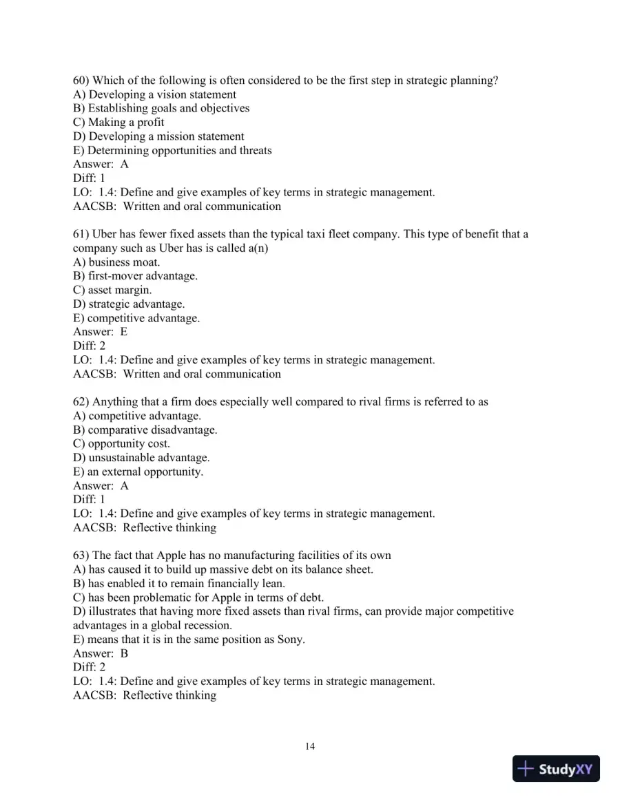 Test Bank for Strategic Management: A Competitive Advantage Approach Concepts and Cases, 17th Edition, page 16