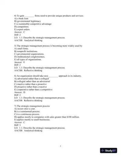 Test Bank for Strategic Management: A Competitive Advantage Approach Concepts and Cases, 17th Edition - Page 4 preview image