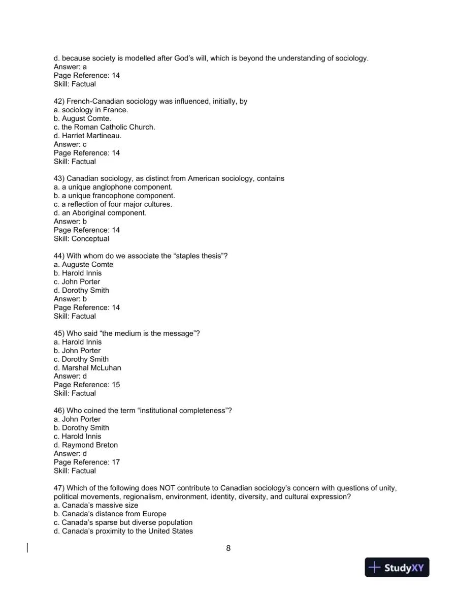 Sociology, Ninth Canadian Edition Test Bank, page 10