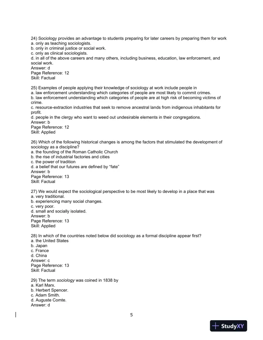 Sociology, Ninth Canadian Edition Test Bank, page 7