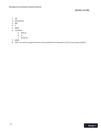 Solution Manual for Managerial Accounting, 6th Edition - Page 15 preview image