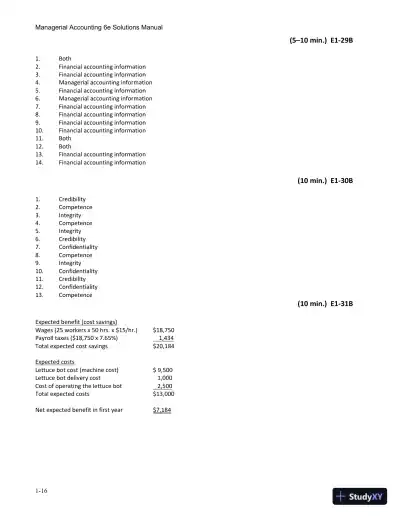 Solution Manual for Managerial Accounting, 6th Edition - Page 19 preview image