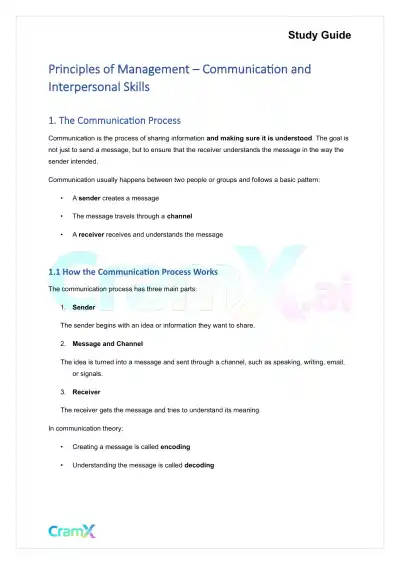 Principles of Management - Communication and Interpersonal Skills - Page 1 preview image