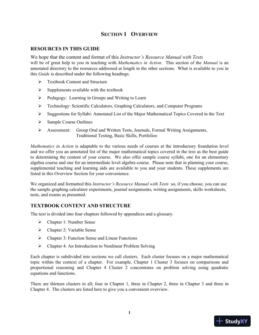 Solution Manual for Mathematics in Action: An Introduction to Algebraic, Graphical, and Numerical Problem Solving, 6th Edition, page 6