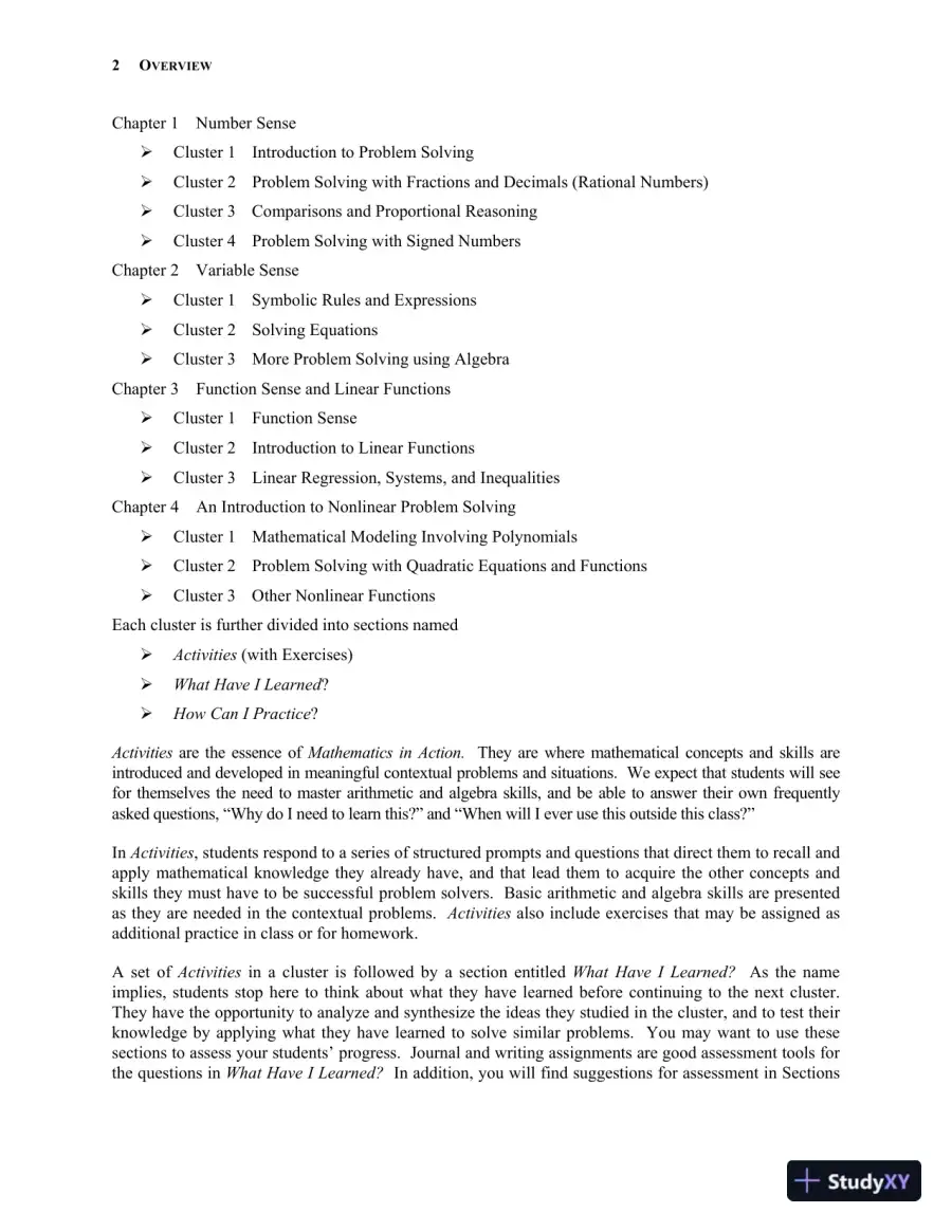 Solution Manual for Mathematics in Action: An Introduction to Algebraic, Graphical, and Numerical Problem Solving, 6th Edition, page 7