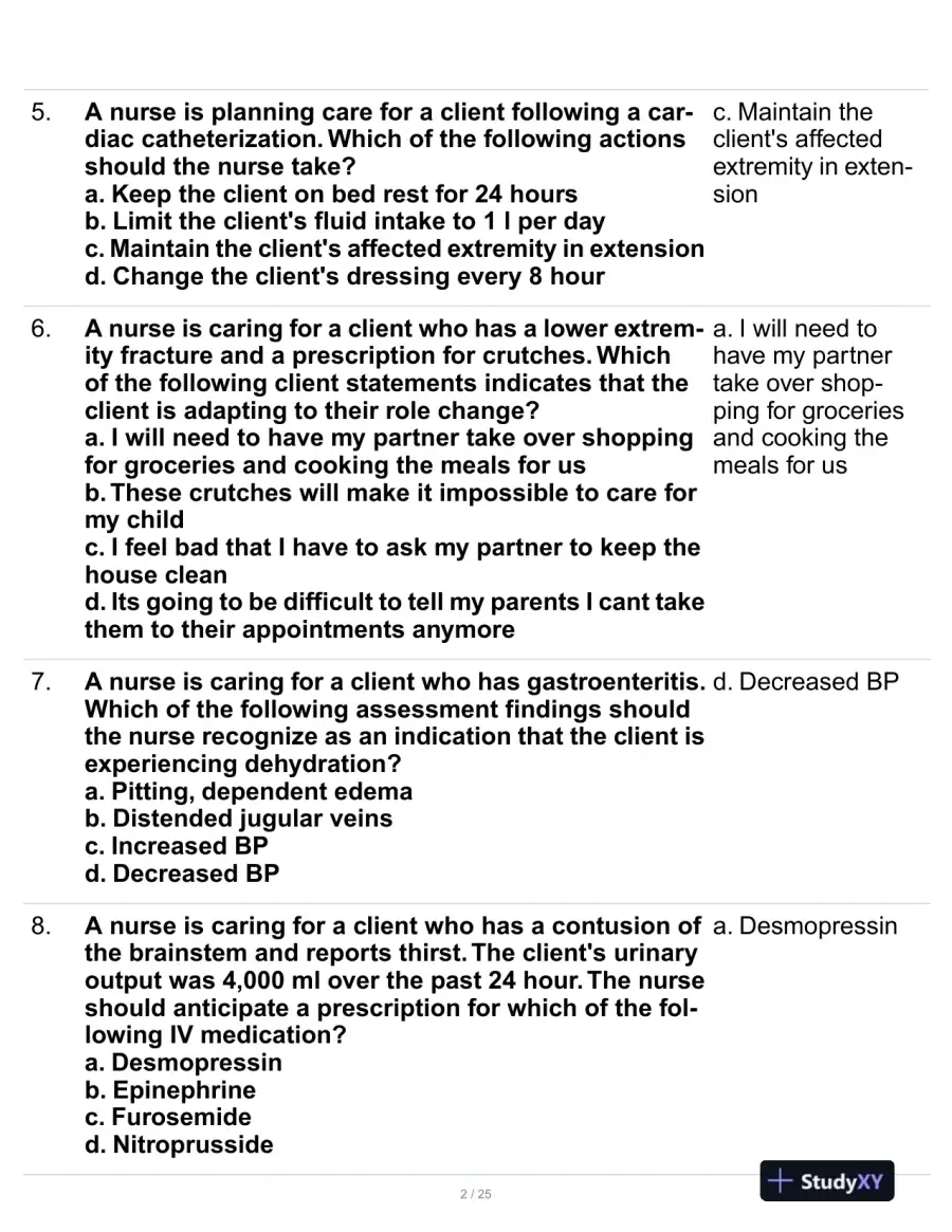 ATI Medical Surgical Nursing Proctored Exam With Answers (100 Solved Questions), page 3