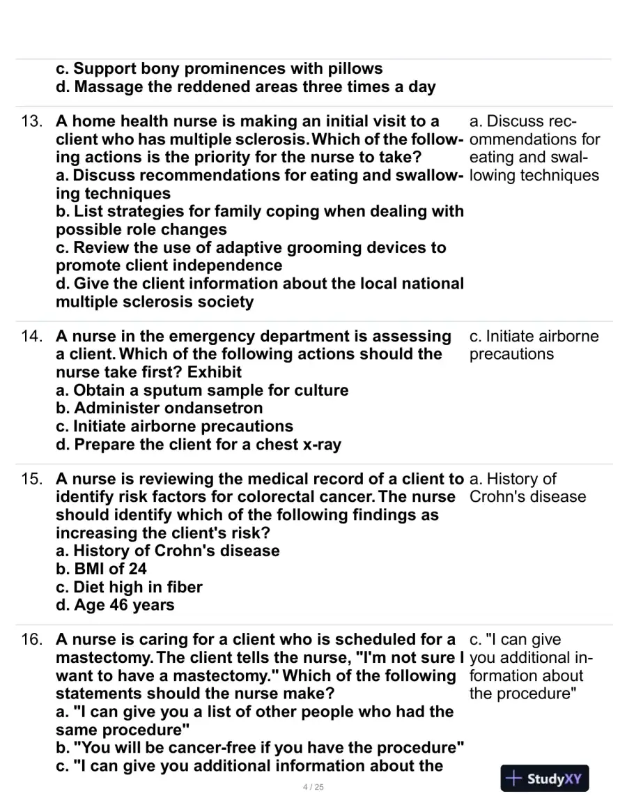 ATI Medical Surgical Nursing Proctored Exam With Answers (100 Solved Questions), page 5