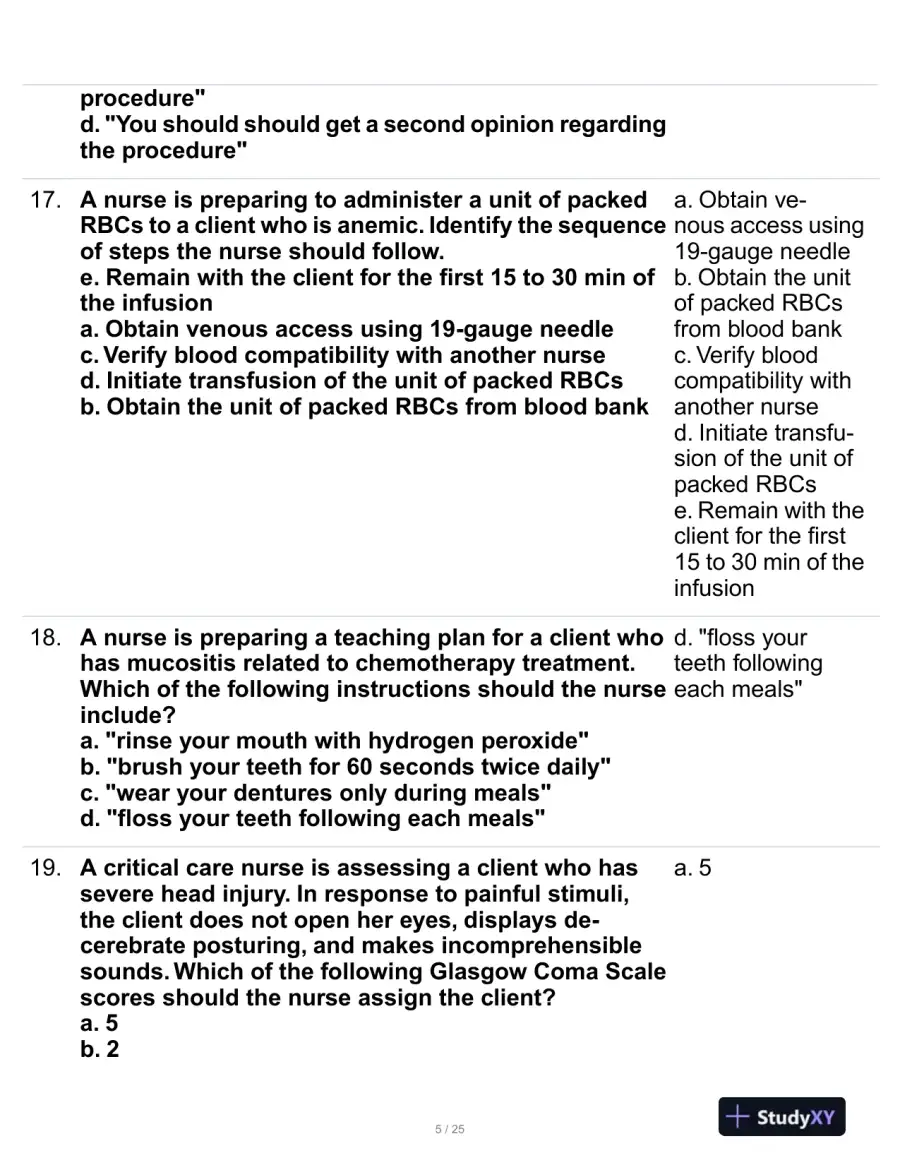 ATI Medical Surgical Nursing Proctored Exam With Answers (100 Solved Questions), page 6