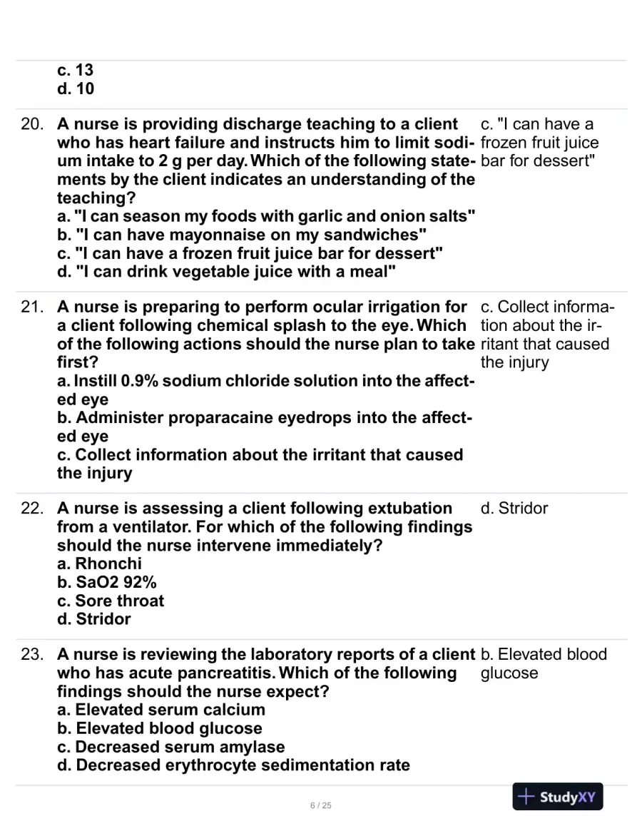 ATI Medical Surgical Nursing Proctored Exam With Answers (100 Solved Questions), page 7