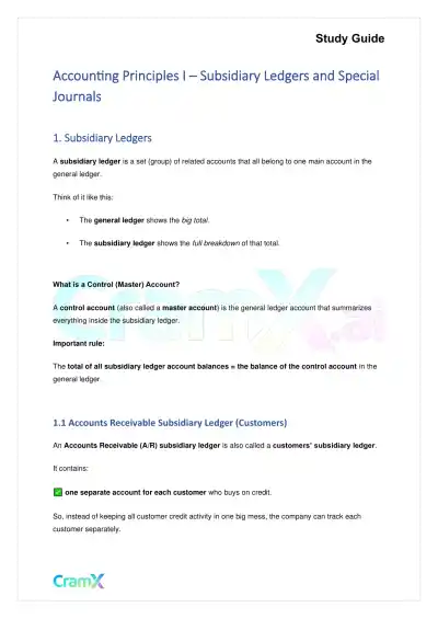 Accounting Principles I – Subsidiary Ledgers and Special Journals - Page 1 preview image