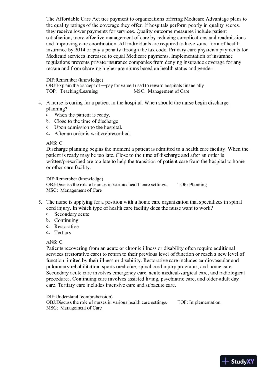 Test Bank for Fundamentals of Nursing, 11th edition (Chapters 1-24), page 13