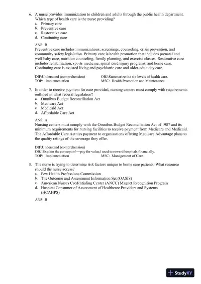 Test Bank for Fundamentals of Nursing, 11th edition (Chapters 1-24) - Page 14 preview image