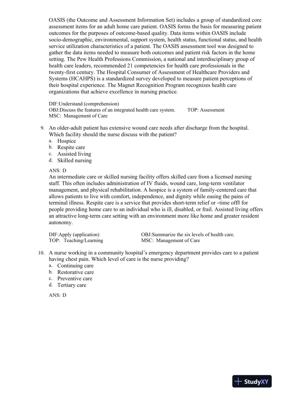 Test Bank for Fundamentals of Nursing, 11th edition (Chapters 1-24), page 15