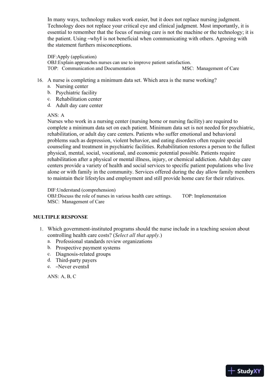 Test Bank for Fundamentals of Nursing, 11th edition (Chapters 1-24), page 18