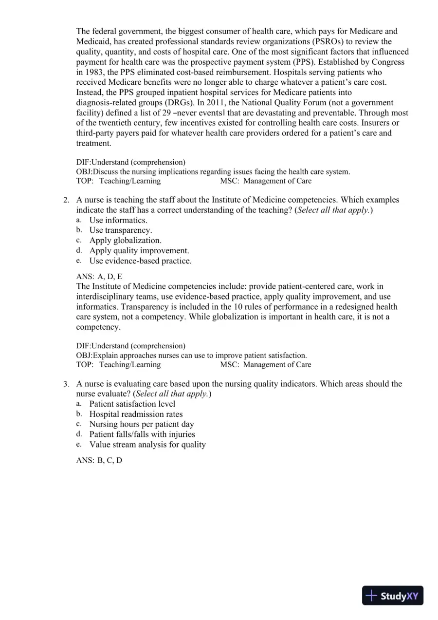 Test Bank for Fundamentals of Nursing, 11th edition (Chapters 1-24), page 19