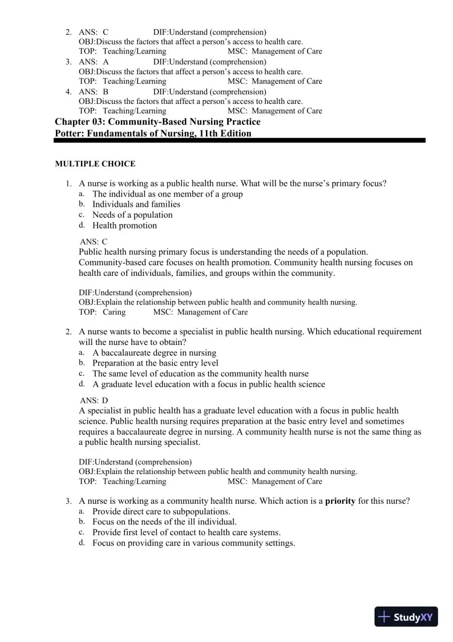 Test Bank for Fundamentals of Nursing, 11th edition (Chapters 1-24), page 21