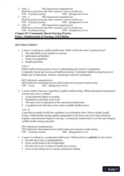 Test Bank for Fundamentals of Nursing, 11th edition (Chapters 1-24) - Page 21 preview image