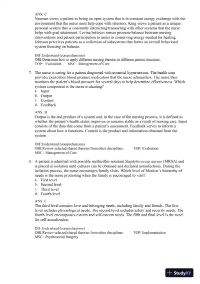 Test Bank for Fundamentals of Nursing, 11th edition (Chapters 1-24) - Page 31 preview image