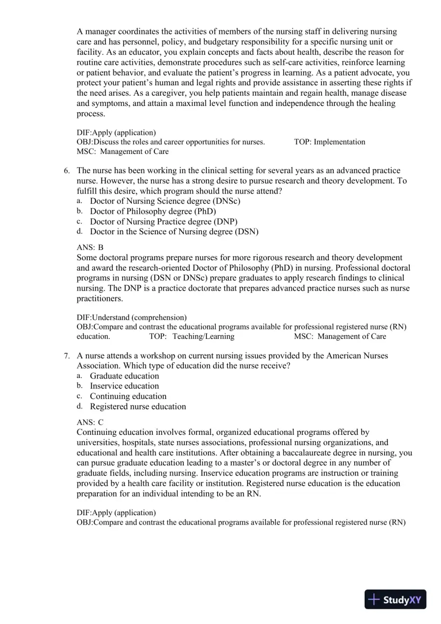 Test Bank for Fundamentals of Nursing, 11th edition (Chapters 1-24), page 5