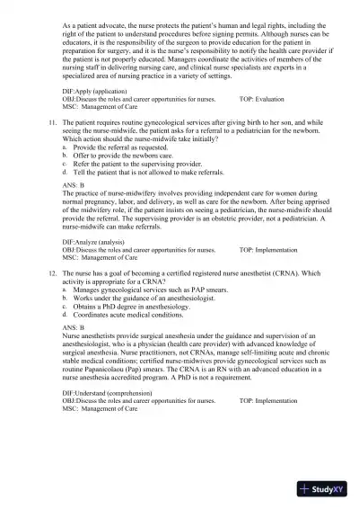 Test Bank for Fundamentals of Nursing, 11th edition (Chapters 1-24) - Page 7 preview image