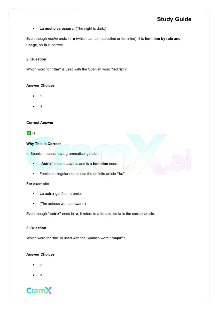 Spanish I - Gender Nouns and Articles, page 4