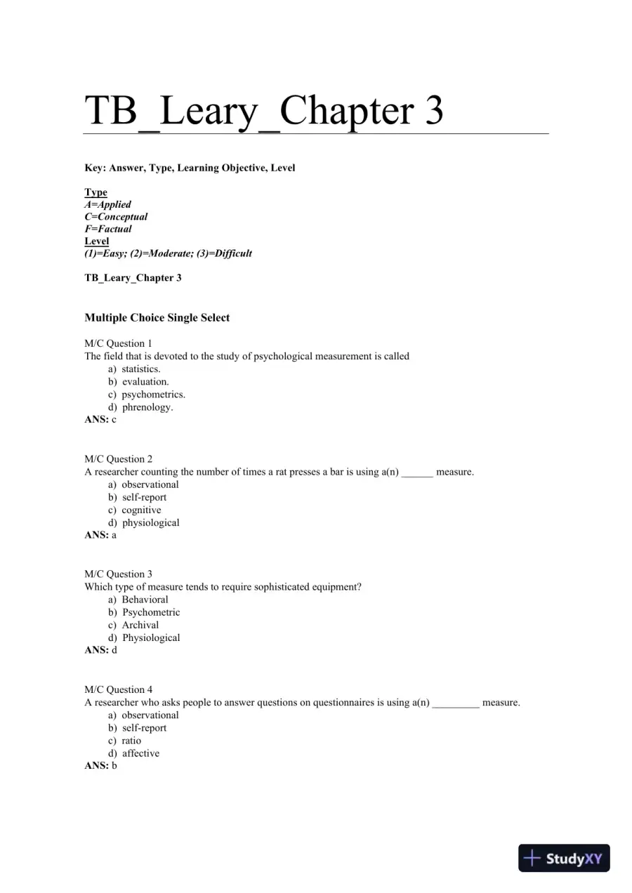 Introduction to Behavioral Research Methods 7th Edition Test Bank, page 14