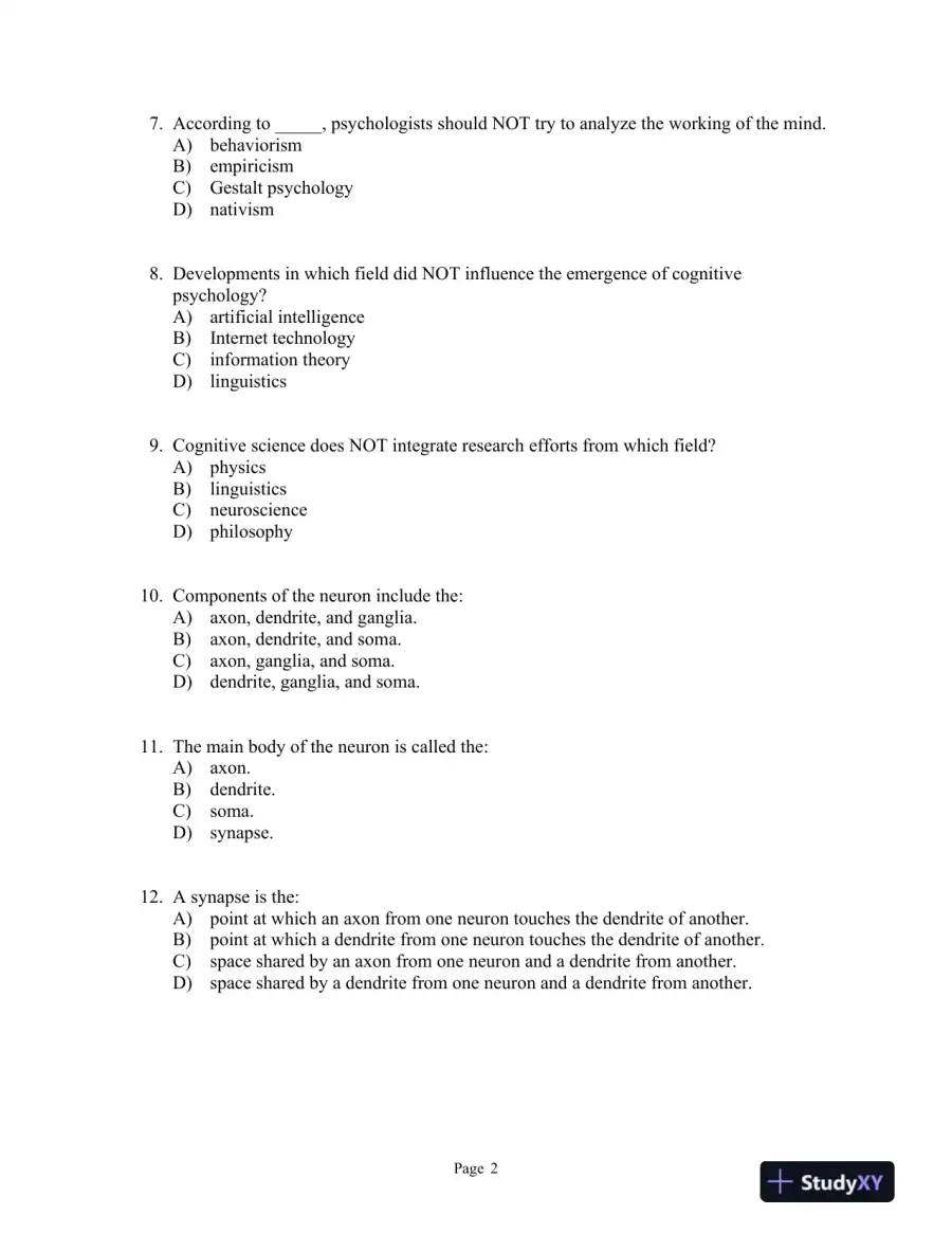 Cognitive Psychology and Its Implications Eighth Edition Test Bank, page 7