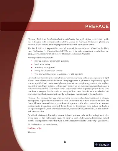 Pharmacy Technician Certification Review and Practice Exam (2019) - Page 5 preview image