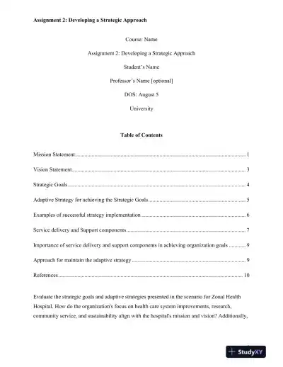 Assignment 2: Developing a Strategic Approach - Page 1 preview image