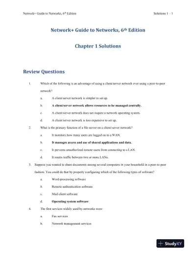 Network+ Guide To Networks, 6th Edition Solution Manual - Page 1 preview image
