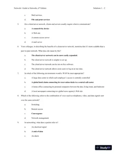 Network+ Guide To Networks, 6th Edition Solution Manual - Page 3 preview image