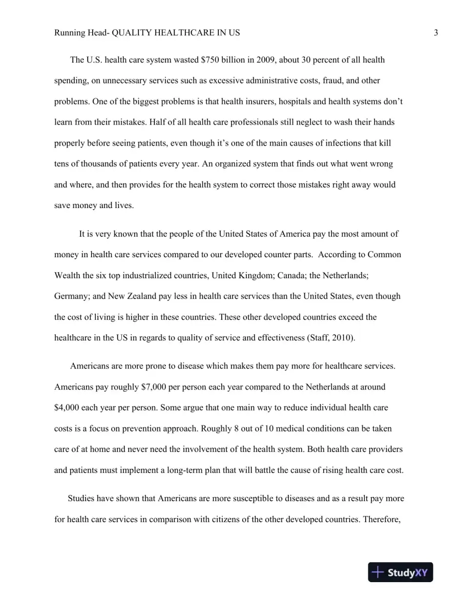 HCA 305 Quality Healthcare in U.S., page 4