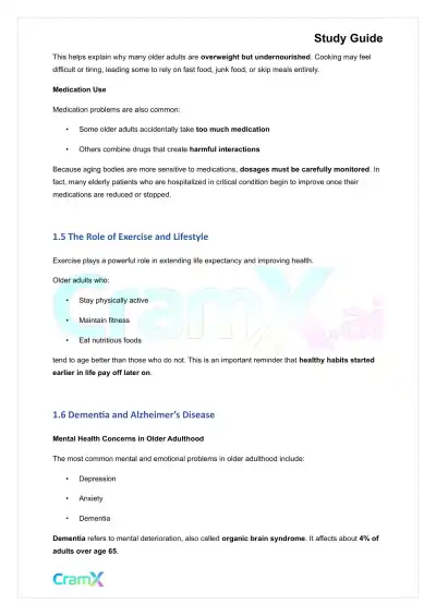 Developmental Psychology - Physical, Cognitive Development 65+ - Page 3 preview image