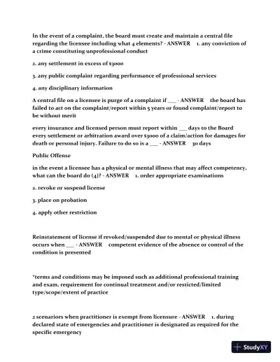 CA Optometry Law Practice Exam with Answers (187 Solved Questions) - Page 7 preview image