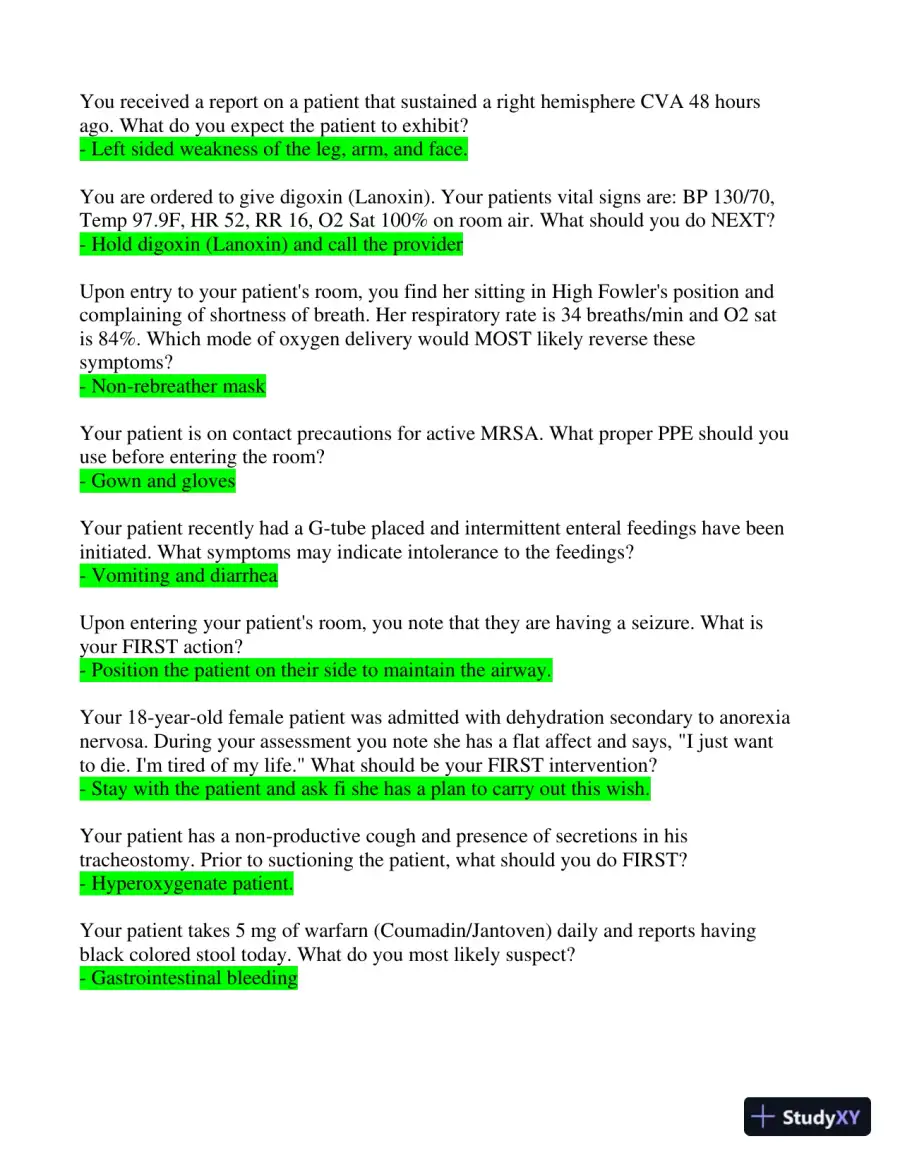 2024 RELIAS Medical Surgical � Telemetry Practice Exam with Answers (158 Solved Questions), page 6