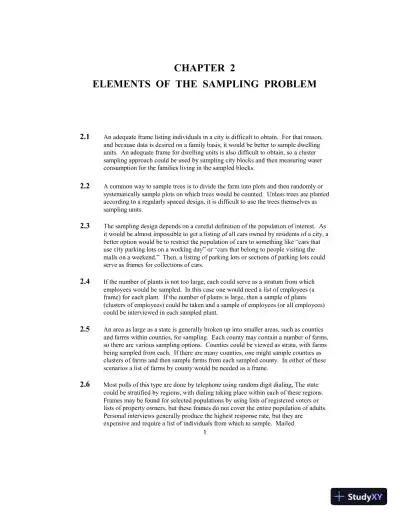 Solution Manual for Elementary Survey Sampling, 7th Edition - Page 1 preview image