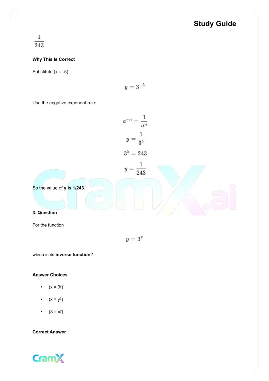 Algebra II - Exponential and Logarithmic Functions, page 10