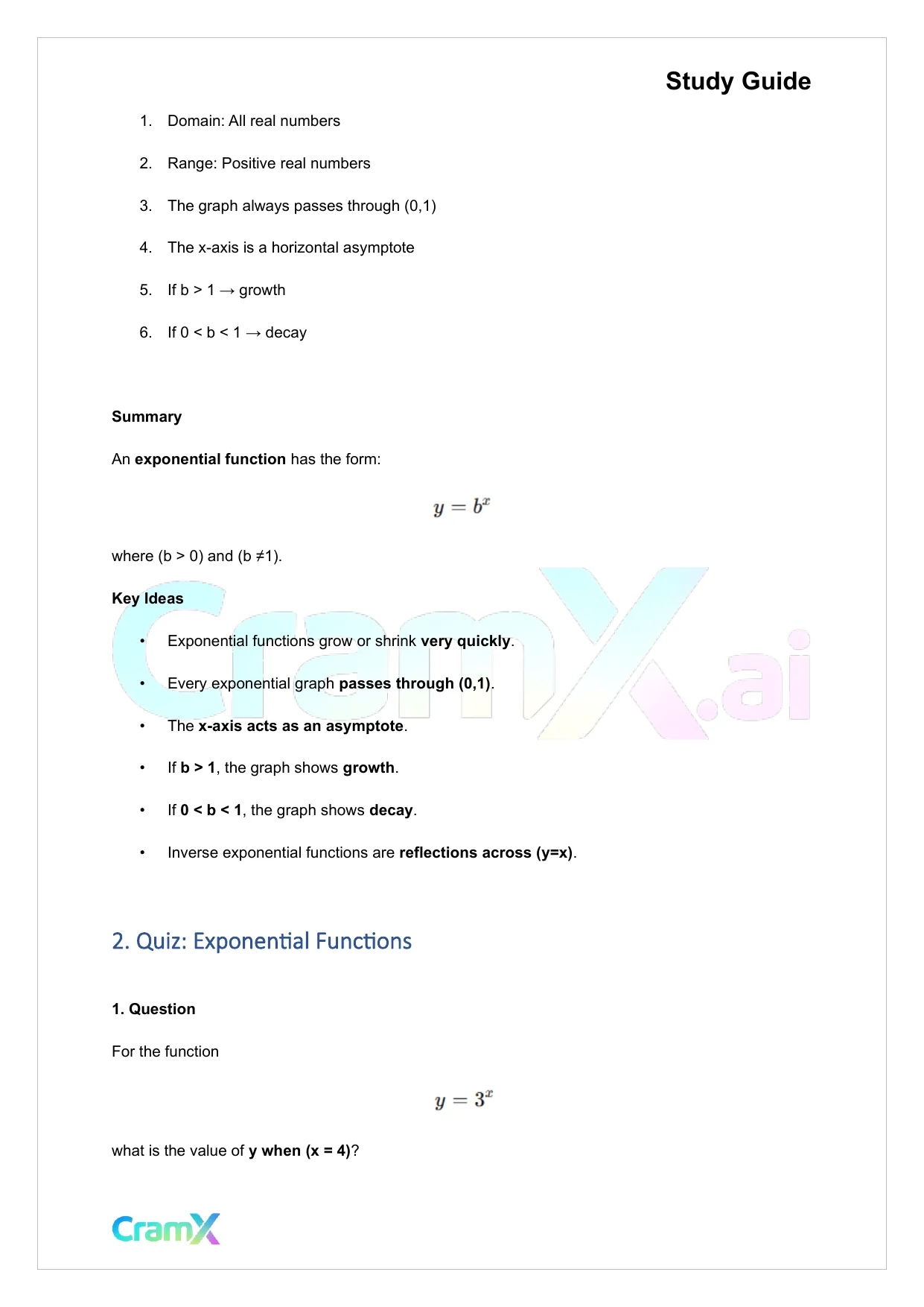 Algebra II - Exponential and Logarithmic Functions - Page 8 preview image