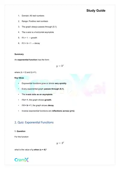 Algebra II - Exponential and Logarithmic Functions - Page 8 preview image