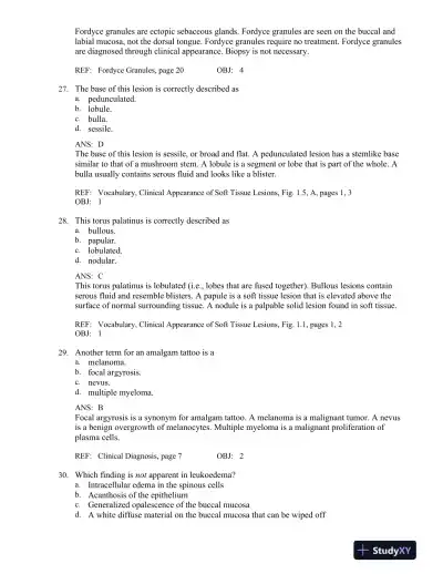 Oral Pathology for the Dental Hygienist 7th Edition Test Bank - Page 10 preview image