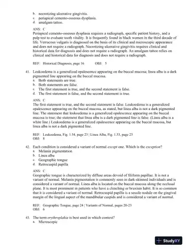 Oral Pathology for the Dental Hygienist 7th Edition Test Bank - Page 14 preview image
