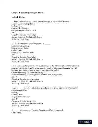 Applied Social Psychology: Understanding and Addressing Social and Practical Problems Third Edition Test Bank - Page 1 preview image