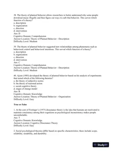 Applied Social Psychology: Understanding and Addressing Social and Practical Problems Third Edition Test Bank - Page 11 preview image